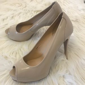 Guess Patent Leather Cream Platform Heels